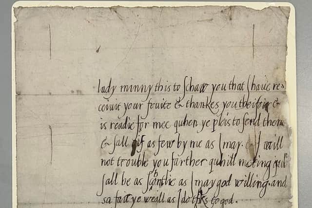 A detail from a childhood thank you letter written by King James VI of Scotland aged seven, which is to go on show later this month as part of a new exhibition