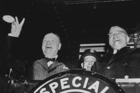 Winston Churchill, left, and US President Harry Truman, shortly before the former's famous 'Iron Curtain' speech in Fulton, Missouri, in 1946 (Picture: Fox Photos/Hulton Archive)
