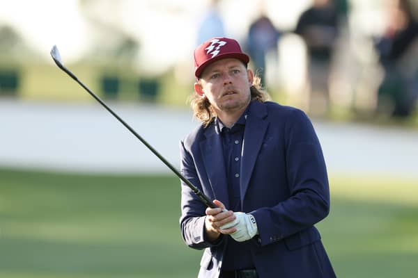 Cameron Smith sporting his blue blazer on the practice area at Augusta National Golf Club on Wednesday