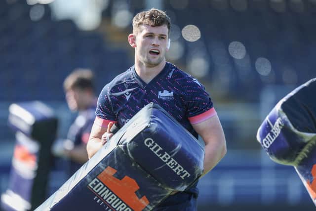 Magnus Bradbury during an Edinburgh Rugby training session at the Hive Stadium this week. (Photo by Ewan Bootman / SNS Group)