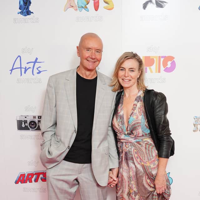 Irvine Welsh and Emma Currie attending The Sky Arts Awards at The Roundhouse, London, 2024.  Pic: Ian West/PA Wire