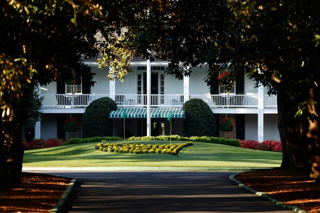 A general view of Magnolia Lane and the clubhouseat Augusta National Golf Club