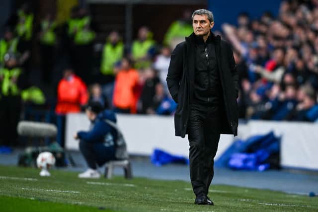 Athletic Bilbao head coach Ernesto Valverde during the 0-0 draw with Rangers. (Photo by Rob Casey / SNS Group)