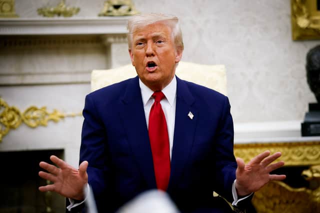 US President Donald Trump speaks in the Oval Office of the White House in Washington, DC. Picture: Kevin Dietsch/Getty Images