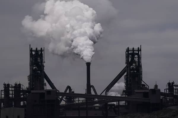 Blast furnaces in operation at the British Steel manufacturing site in Scunthorpe, North Lincolnshire