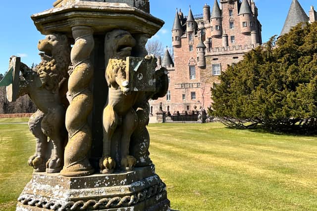 Glamis Castle was the birthplace of the Queen Mother with many nods to her presence - and that of her children - throughout the property and gardens.
