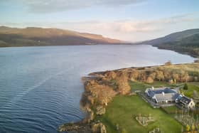 A drone shot of the stunning £4 million home next to Loch Rannoch in Perthshire