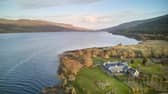 A drone shot of the stunning £4 million home next to Loch Rannoch in Perthshire