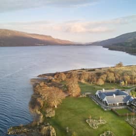 A drone shot of the stunning £4 million home next to Loch Rannoch in Perthshire