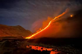 A wildfire near Brodick on the Isle of Arran is blazing into a third day. PIC: Police Scotland.