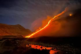A wildfire on the Isle of Arran broke out on Thursday with a helicopter due to tend the blaze this afternoon (Saturday).