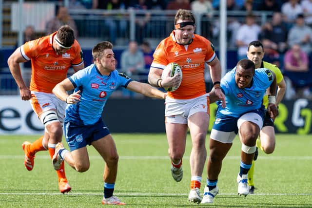 Edinburgh's Ewan Ashman on the attack against the Vodacom Bulls at Hive Stadium.