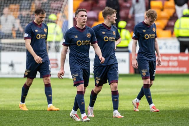 The Hearts players trudge off after the 0-0 draw against Motherwell.