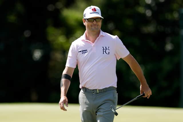 Former winner  Zach Johnson pictured on his way to a 66 in  the third round at Augusta National Golf Club