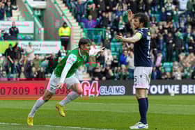 Kieron Bowie scored twice as Hibs defeated Dundee 4-0.