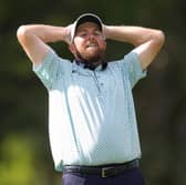 Shane Lowry shows his frustration during the third round at Augusta National Golf Club 