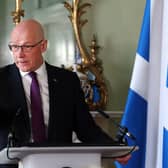 John Swinney during a press conference in Bute House