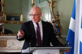John Swinney during a press conference in Bute House