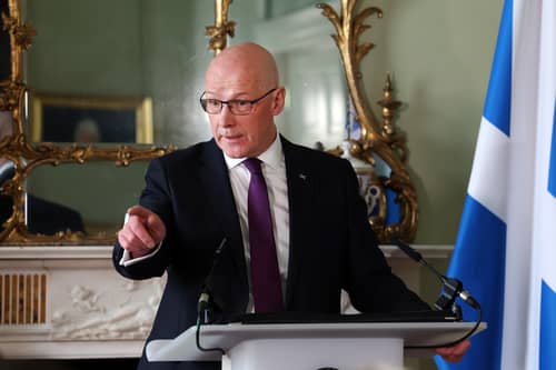 John Swinney during a press conference in Bute House