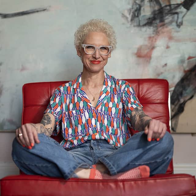 Anna Campbell-Jones at her tenement flat home in Glasgow.