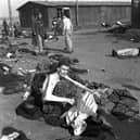 A survivor at Bergen-Belsen concentration camp shortly after it was liberated by British troops on April 15, 1945 (Picture: Galerie Bilderwelt)