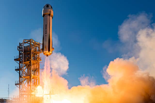Blue Origin's New Shepard lift off. 