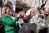 Susan Smith, left, and Marion Calder, co-directors of gender-critical campaign group For Women Scotland, celebrate the UK Supreme Court's decision about the definition of a woman (Picture: Lucy North)
