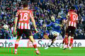 Rangers' Vaclav Cerny takes a shot during the match against Bilbao last week.