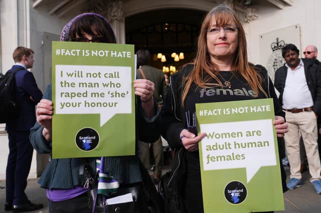 Members of campaign group For Women Scotland which brought a case to the UK Supreme Court over whether trans women could be regarded as female for the purposes of the 2010 Equality Act (Picture:  Lucy North)