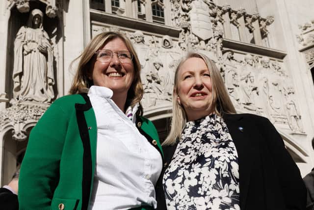 (L-R) Susan Smith and Marion Calder, directors of For Women Scotland, arrive at the Supreme Court in London. Picture: Dan Kitwood/Getty Images
