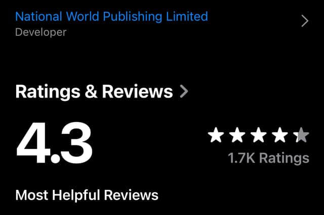 The Scotsman app has been well recieved by readers, with 4.3 stars in the Apple App store from thousands of reviews