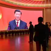 China's President Xi Jinping looms large over visitors to the Museum of the First National Congress of the Chinese Communist Party in Shanghai (Picture: Hector Retamal)