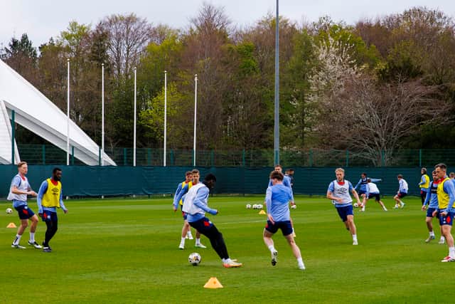 Hearts train ahead of their match against Aberdeen.