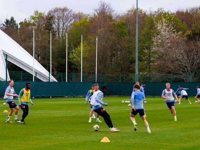Hearts train ahead of their match against Aberdeen.