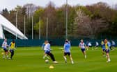 Hearts train ahead of their match against Aberdeen.