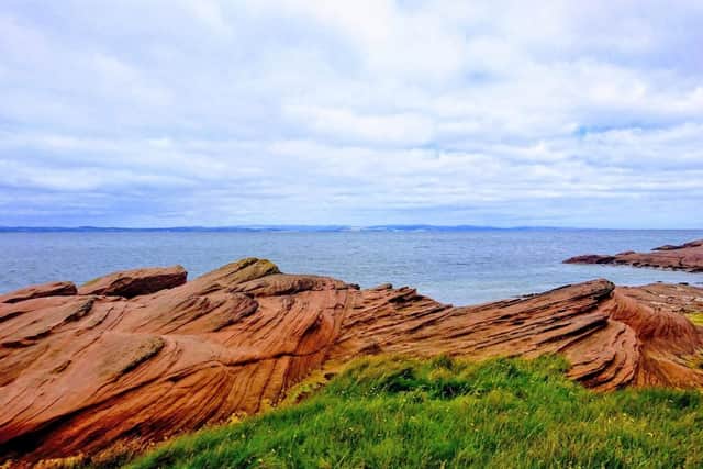 Permian desert sandstone on the north Arran coast. Arran has been described by the Geological Society as “one of the best locations for fieldwork in Europe.”