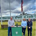 Scottish Women’s Amateur Tour founder Alan Tait with Ailsa Cackett (Broomieknowe) and Cori Lee (Dumfries & Galloway) after their respective wins at Royal Dornoch
