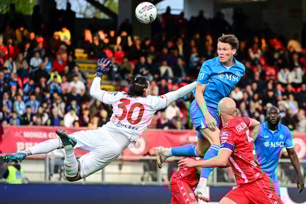 Scott McTominay heads home the winner for Napoli against Monza.