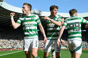 Celtic celebrate their 5-0 win over St Johnstone in the Scottish Cup.