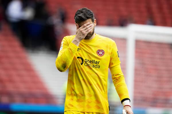 Hearts goalkeeper Craig Gordon comes off dejected after the 2-1 defeat by Aberdeen.
