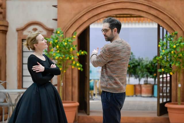 Paula Sides with director John Savournin in rehearsals for The Merry Widow