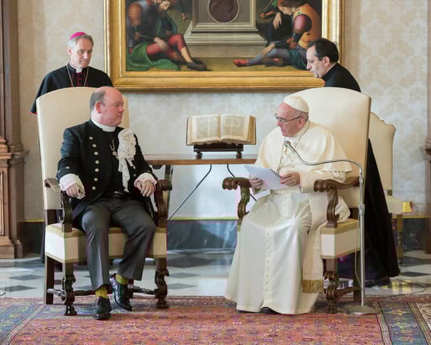 Former Moderator Derek Browning with Pope Francis, a man of courage, a man of humour, a man of God, whose last public words were to wish the world a Happy Easter