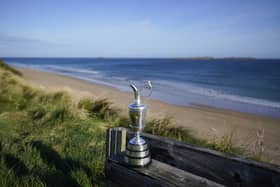 A view of the Claret Jug the 6th tee during the media day at Royal Portrush Golf Club, Northern Ireland. Picture date: Tuesday April 22, 2025.