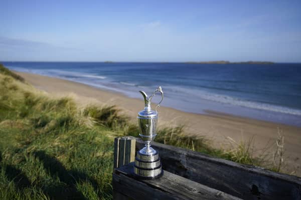 A view of the Claret Jug the 6th tee during the media day at Royal Portrush Golf Club, Northern Ireland. Picture date: Tuesday April 22, 2025.