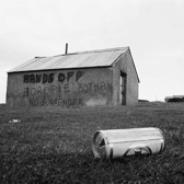 The Eoropie Bothan, Ness, Isles of Lewis, pictured in 1977 following a court case held after huge amounts of alcohol were found at the shelter. PIC: The Scotsman.