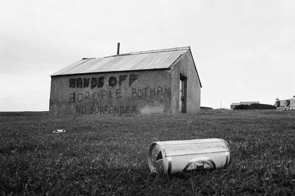 The Eoropie Bothan, Ness, Isles of Lewis, pictured in 1977 following a court case held after huge amounts of alcohol were found at the shelter. PIC: The Scotsman.