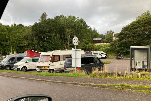 Campervans parked up at a car park in Gairloch 