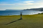 The Claret Jug sits on the back of the fifth green at Royal Portrush, venue for this year’s 153rd The Open