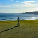 The Claret Jug sits on the back of the fifth green at Royal Portrush, venue for this year’s 153rd The Open