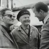 Leif Larsen - known as "Shetlands Larsen" - the most famous Norweigian sailor who operated the Shetland Bus escape route during the war - is pictured here (left) with comrades Severin Roald and Mickey Fiveldal, who helped to run soliders, spies and supplies between Scotland and Nazi-occupied Norway during World War Two. Their lifesaving voyages across the North Sea are due to be recreated as part of the 80th anniversary of VE Day next month. PIC: Sunnmøre museum.